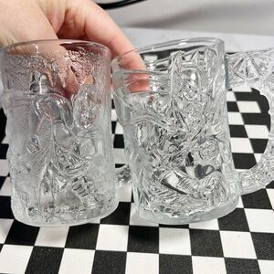 Vintage 1995 McDonalds Batman Forever Glass Mugs Set Batman Robin DC Comics